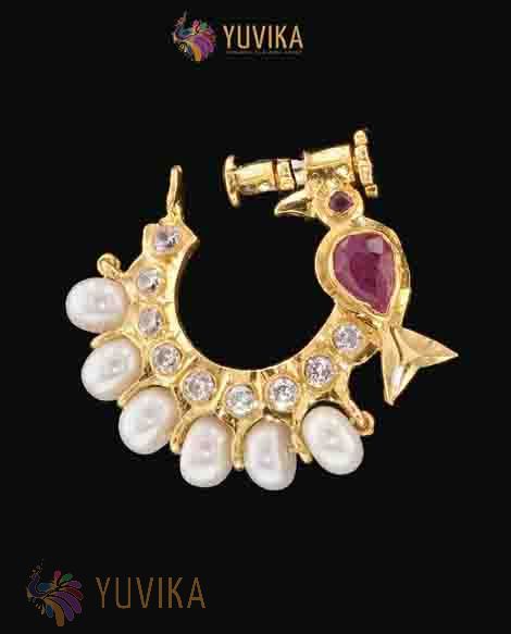 Buy MEENAZJewellery Traditional Mahatrian Nath Nose Rings Ruby Gold Pearl  Bead Nath Nose Ring Women Girl- Nose Ring-111 Online at desertcartINDIA